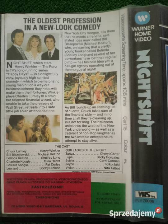 kaseta VHS z filmem Nocna zmiana Night Shift z Rzeszów