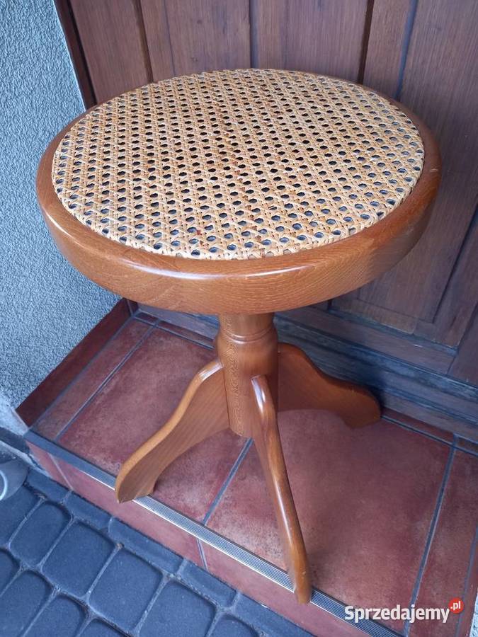 Stary taboret stołek obrotowy do fortepianu Rawicz