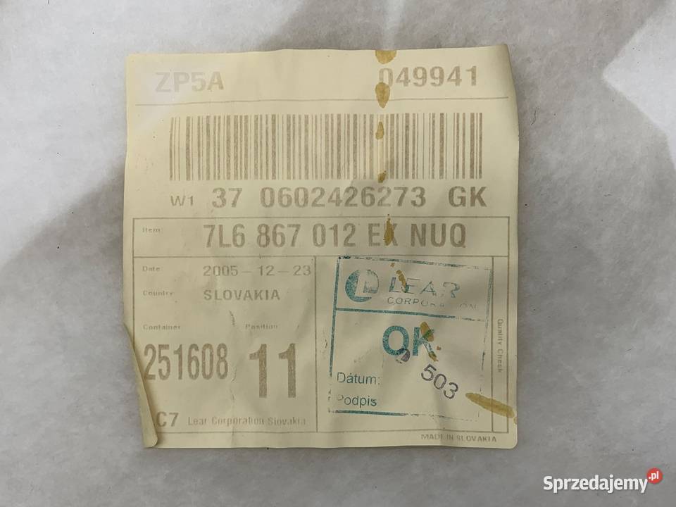 BOCZEK DRZWI PRAWY PRZÓD VW TOUAREG SUV 0213