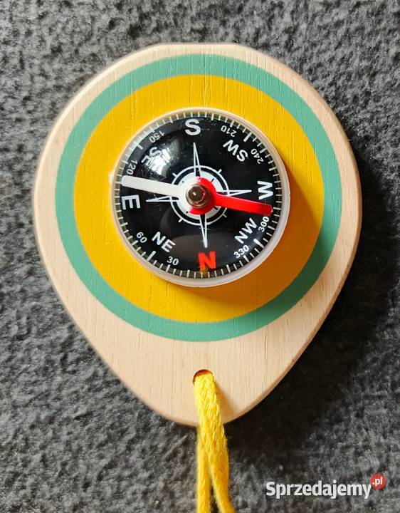 Kompas lupa osadzone w drewnie Łódź