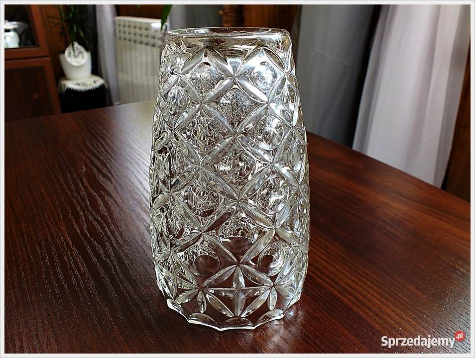 Wazon szklany Karo Huta Hortensja z lat 70 PRL Porcelana i szkło