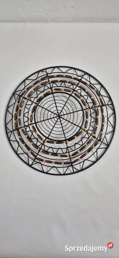 Stylowa Misa Dekoracyjna Patera Metal Drewno Biłgoraj