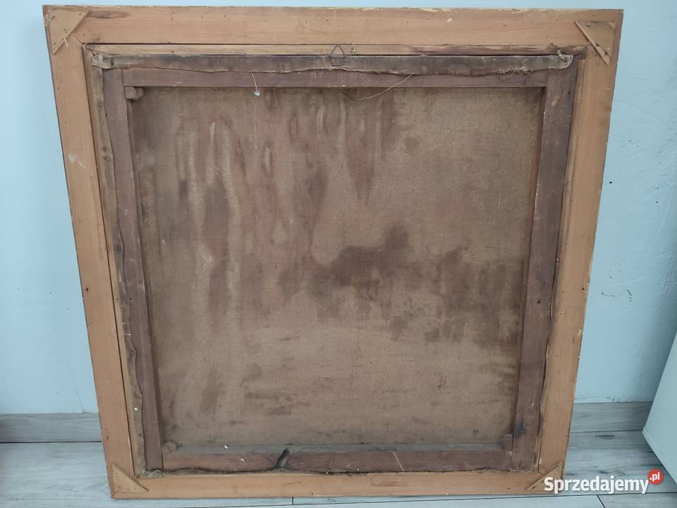 Piękny obraz scena rodzajowa sygnowany olejny na łódzkie Łódź