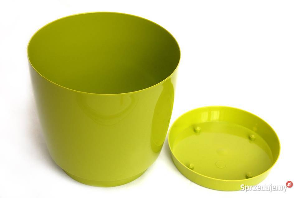 Plastikowa doniczka z podstawką limonkowa Lublin