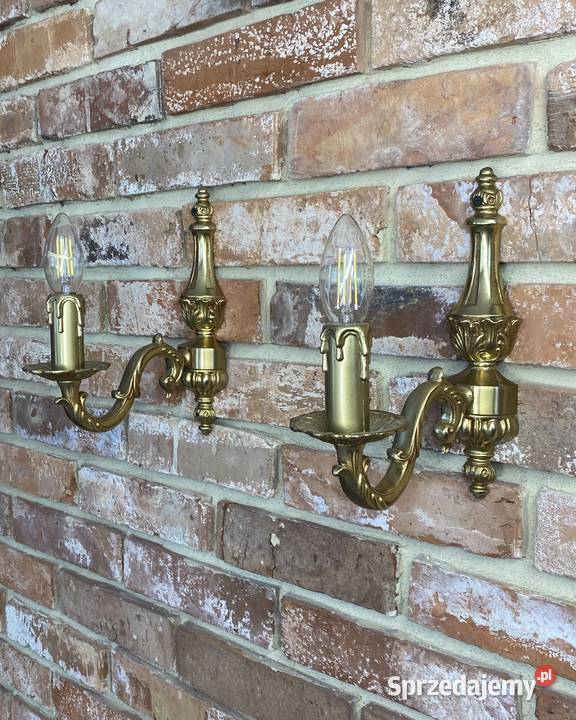 Para Francuskich kinkietów 3 mosiądz Antyk sprzedam