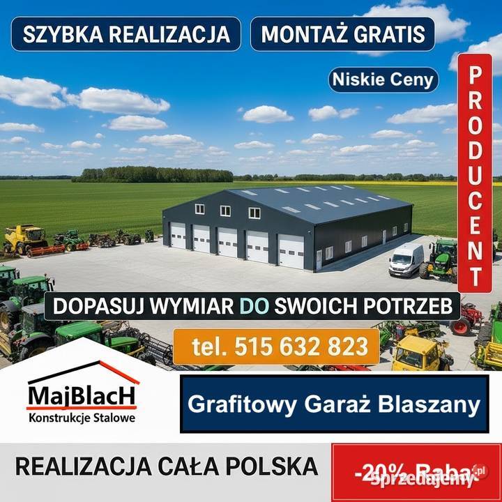 ZADASZENIE WIATA OCYNKOWANA GARAŻ BLASZANY