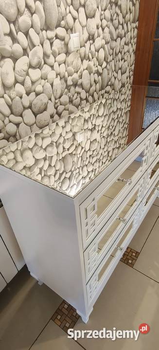 Duża komoda lustrzana Glamour biała 6 szuflad Nowy Sącz