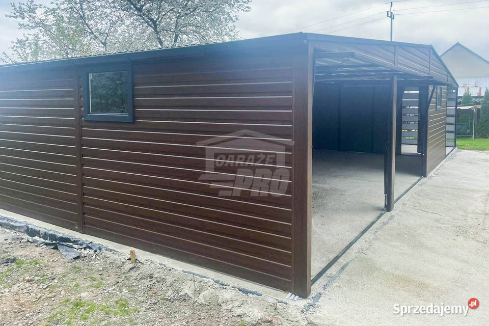Garaż Blaszany 10x6m wiata 4x6m 2x Brama Uchylna Sprzedaż Miastko