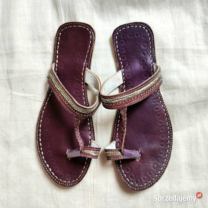 Skórzane japonki kohalpuri 39 brązowe orientalne Sandały i klapki Szczecin