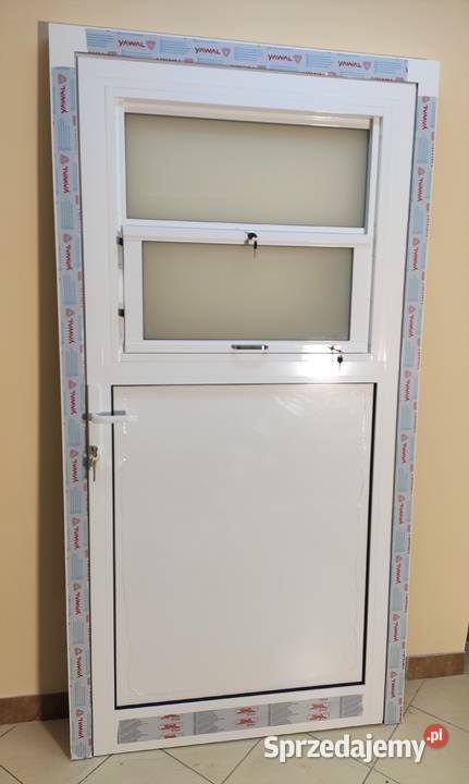 Drzwi aluminiowe z oknem podawczym na wymiar do sprzedam