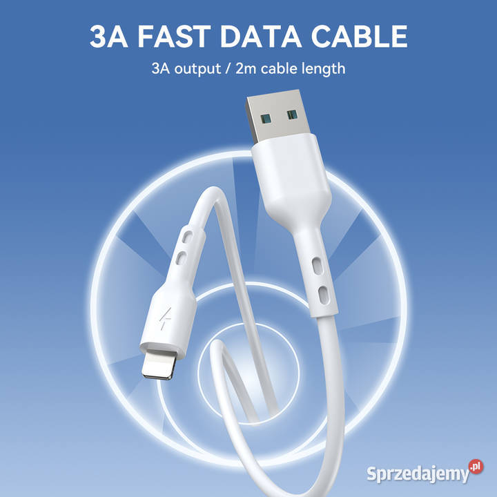 Długi kabel USB Lightning 8pin 8pin 2m 3A śląskie Siemianowice Śląskie sprzedam
