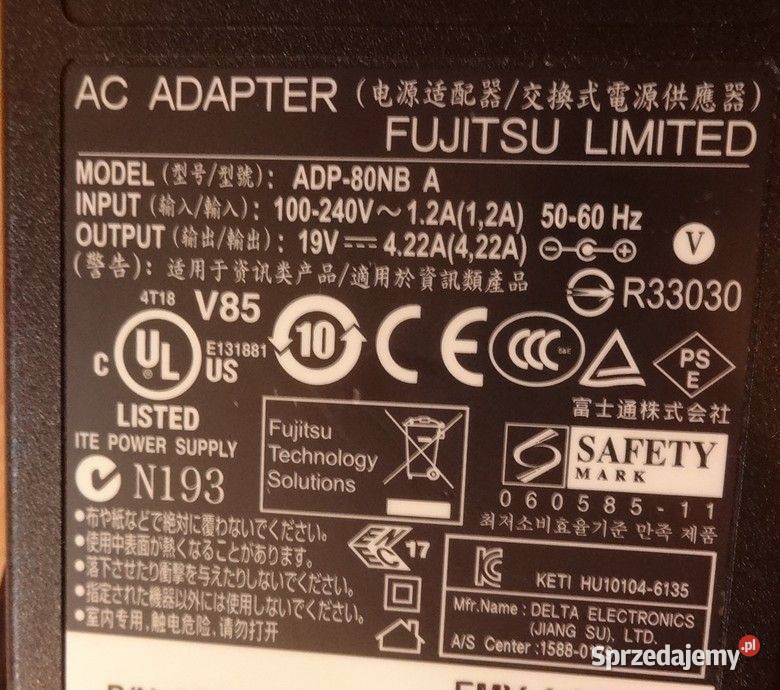 Zasilacz do laptopa 19v422A Fujitsu Delta