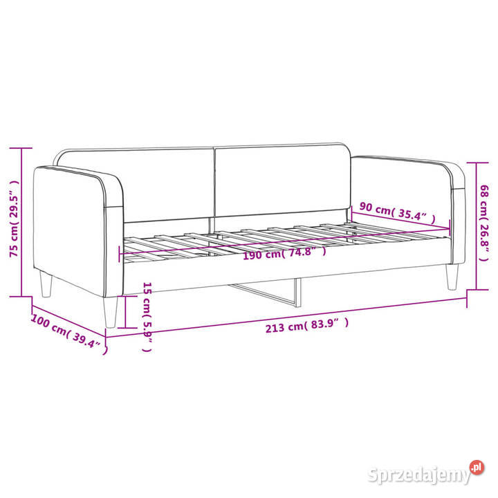 Sofa z funkcją spania czarna obita tkaniną Warszawa