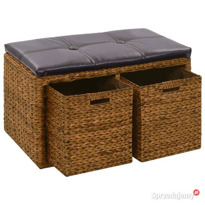 Ławka z 2 koszami trawa morska 71 x 40 x 42