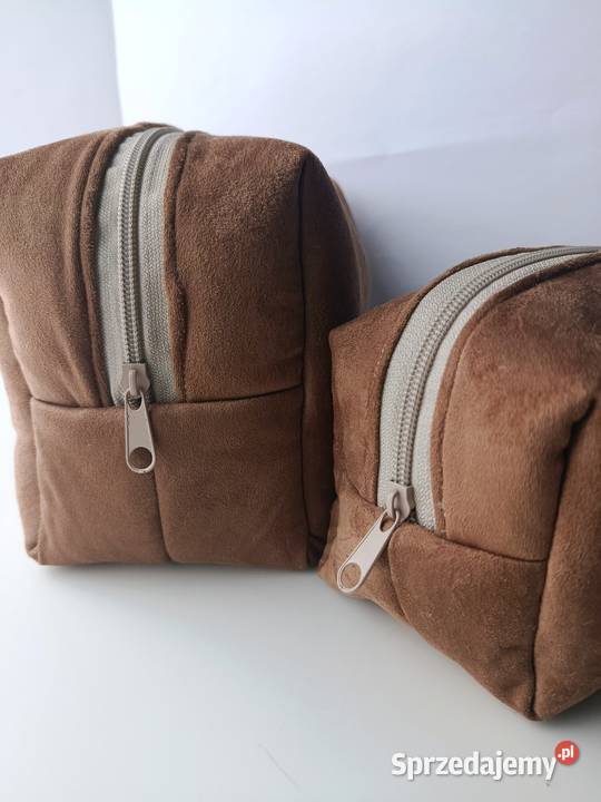 Kosmetyczka duża welur brązowa handmade zestaw Zdrowie i Uroda wielkopolskie Konin