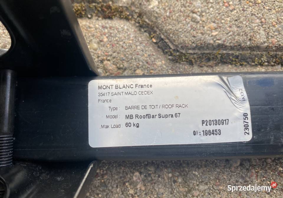 MB RoofBar Supra 67 bagażnik bazowy dachowy Motoryzacja Rzepin