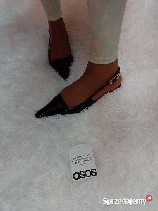 39 UK 6ASOS Czarne baleriny wieczorowe z odkrytą Kraków