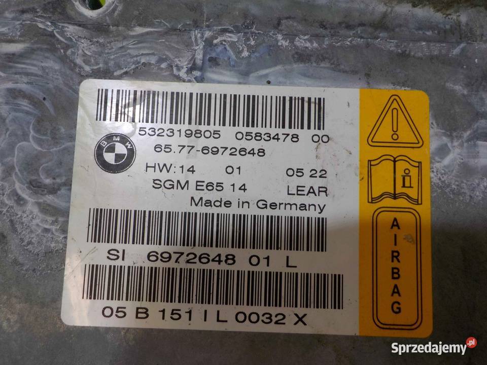 BMW 7 E65 LIFT 05r sensor modul AIRBAG 6972648 Wyposażenie elektryczne Suków
