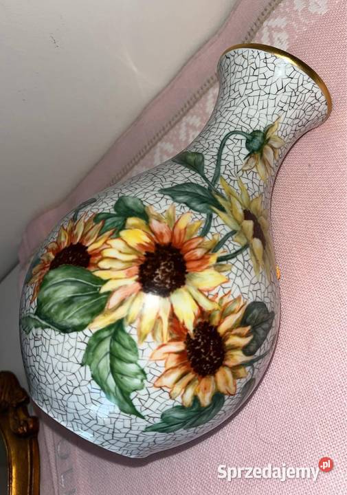 Wazon Słoneczniki Ręcznie zdobiony Sygnowany pomorskie