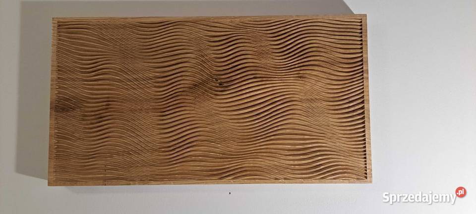Drewniana płaskorzeźba fale nowoczesny panel Malechowo sprzedam