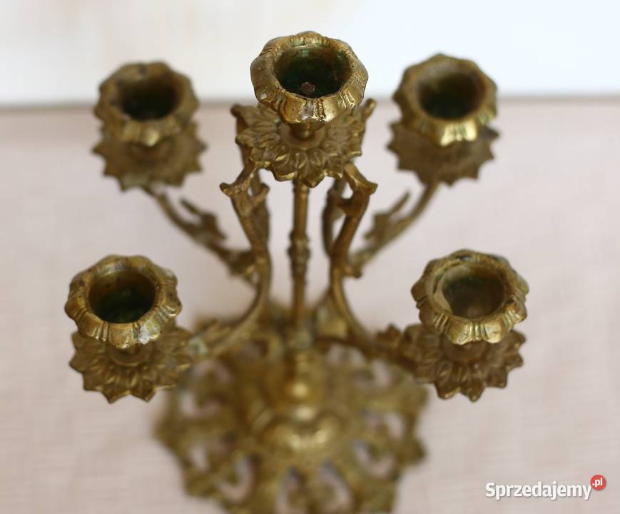 Mosiężny ozdobny świecznik 5 ramienny kandelabr Gdańsk sprzedam