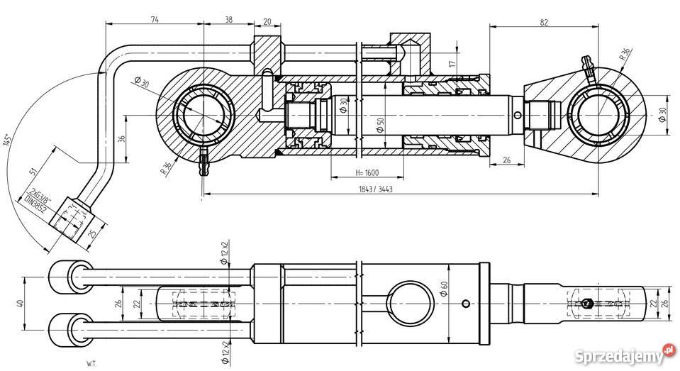 SIŁOWNIK HYDRAULICZNY CYLINDER SKOK 1600 POZLIFT Pozostałe Solec Kujawski sprzedam