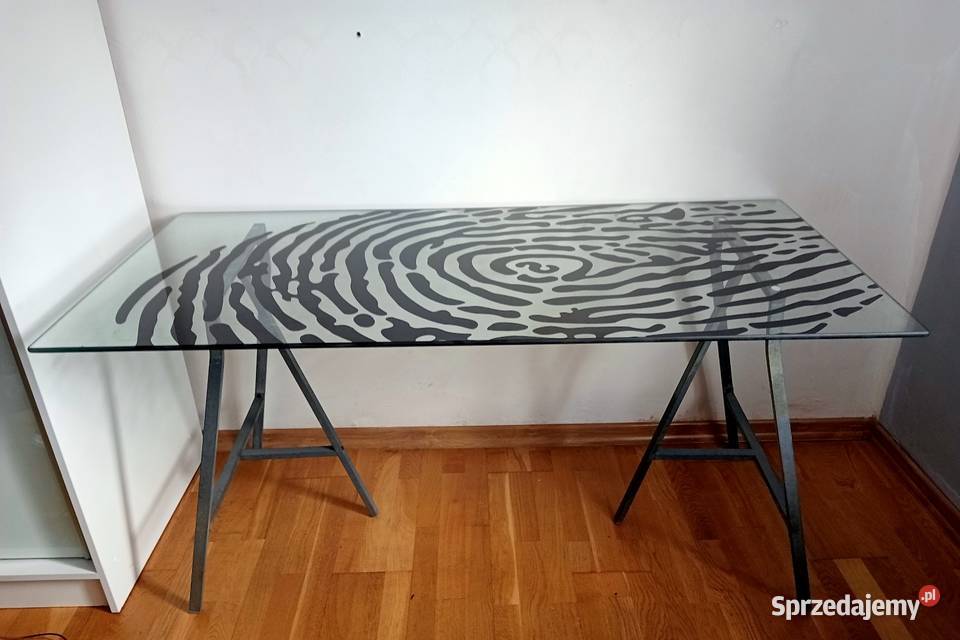 Biurko stół IKEA blat szklany z nadrukiem 70cm Jaworzno sprzedam
