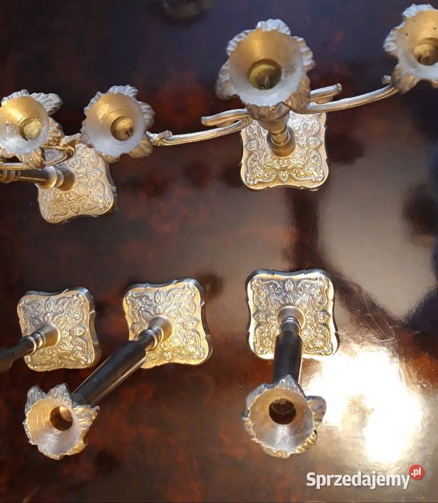 Świeczniki z mosiądzu komplet 5sztuk mazowieckie Warszawa