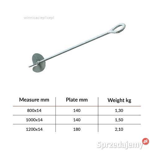 Kotwa ocynk 14x 80 do sadu winnicy Pławna Dolna