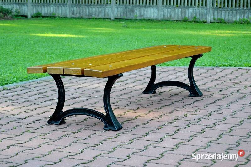 Ławka łódzka ogrodowa parkowa bez oparcia Kąty Śląskie