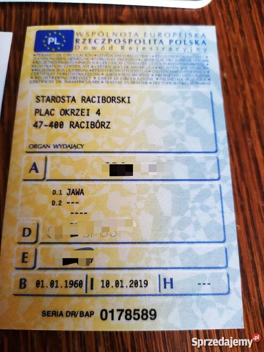 Złom z dokumentami Papiery jawa 50 550 555 rama Elementy nadwozia śląskie Rudyszwałd