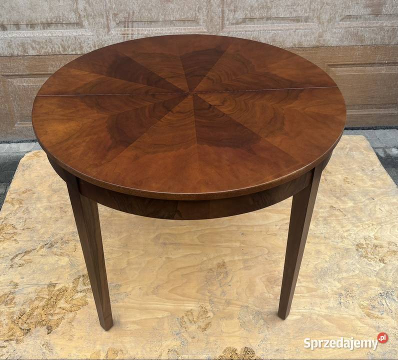 Stół Okrągły Orzech 100 Art Deco Rozkładany Warszawa