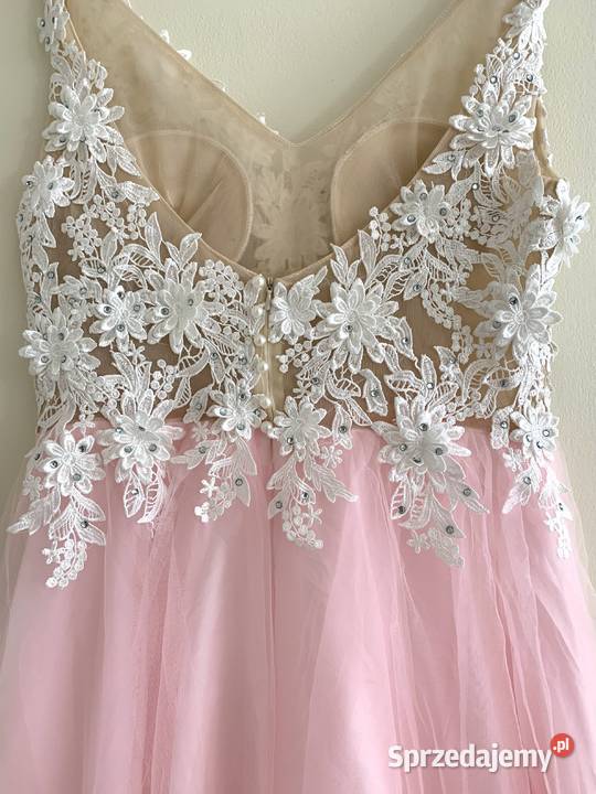 Suknia ślubna liniaA różowa cywilny druhna 44 48 Jelenia Góra