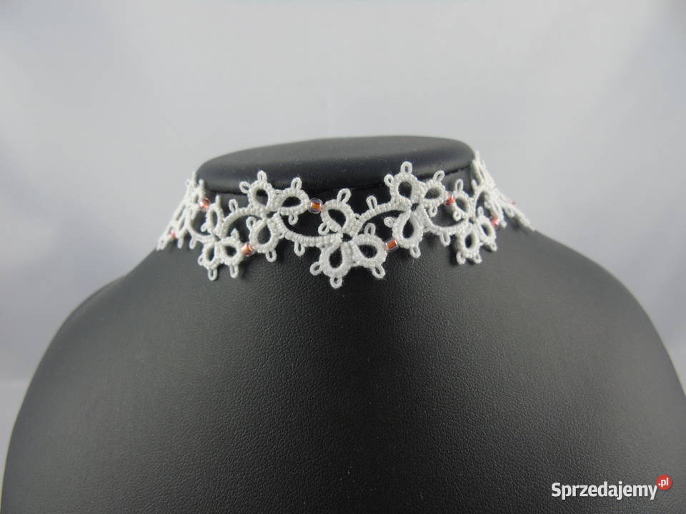 Obróżka choker na szyję frywolitkowy małopolskie Wiśniowa
