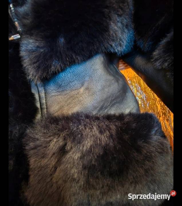 Nowa kurtka L futerko i sztuczna skóra czarny małopolskie Kraków