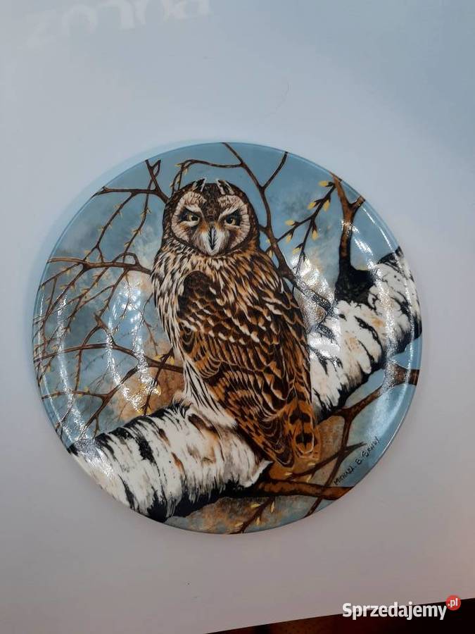 Talerz kolekcjonerski z sową sygnowany Porcelana i szkło Inowrocław