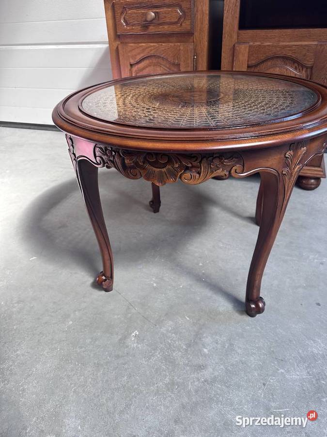 Drewniany stolik ława w stylu ludwikowskim