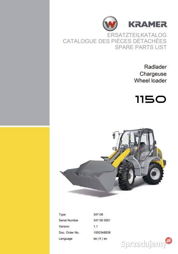 Katalog części ładowarka kołowa Kramer seria sprzedam