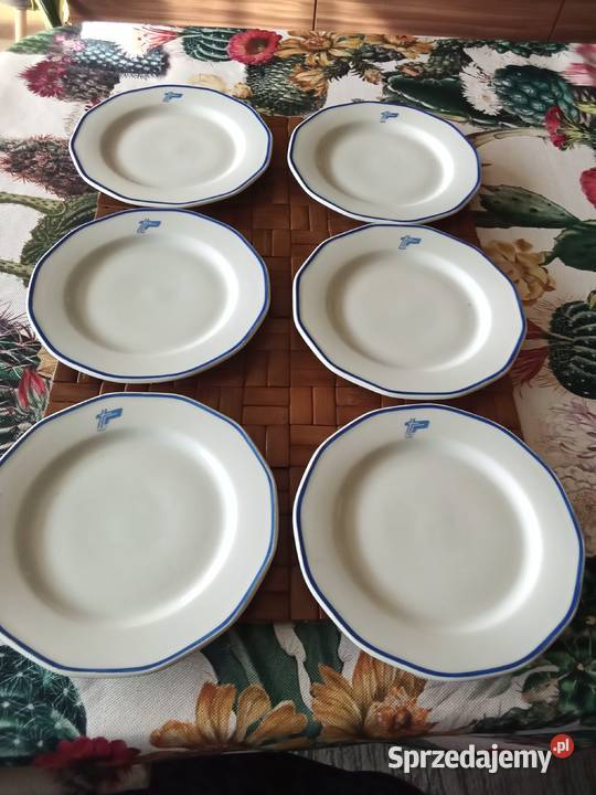 PRL talerzyki deserowe Lubiana 6 Textilimpex biały Łódź