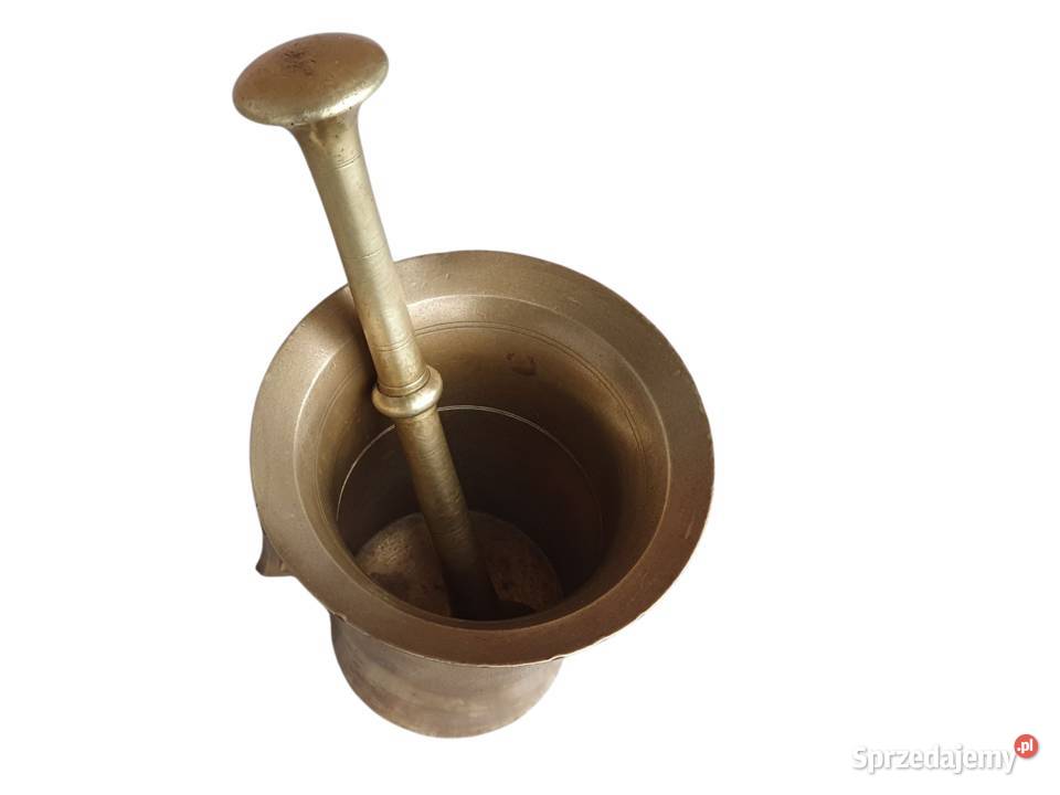 Stary mosiężny moździerz kuchenny sygnowany lata Cieszyn