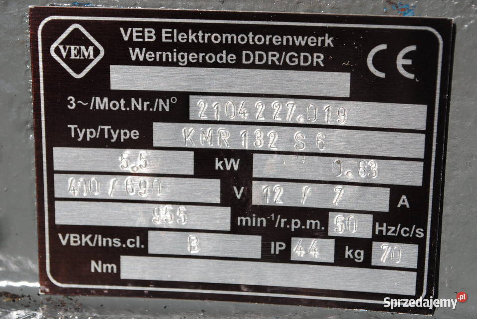Silnik elektryczny 55kw 955obrmin VEM lubuskie
