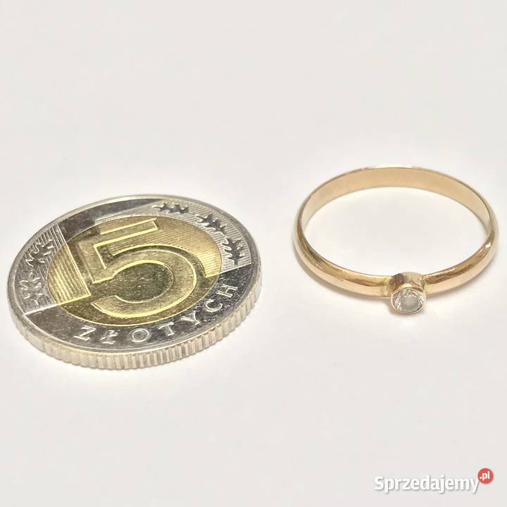 Złoty pierścionek 14K 585 z cyrkonią oprawa złoto mazowieckie