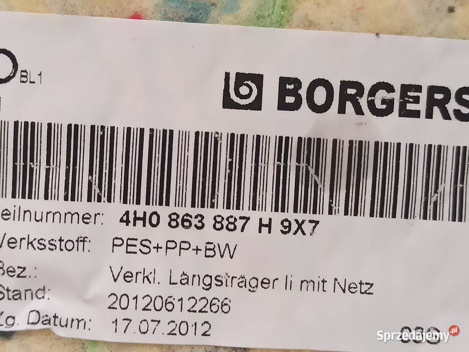 AUDI A8 D4 TAPICERKA BAGAŻNIKA LEWA 4H0863887H