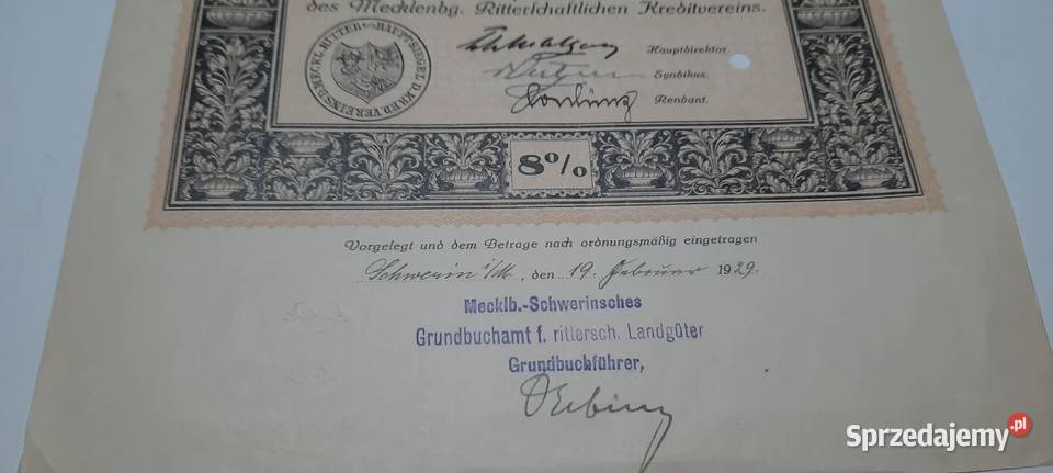 Historyczny papier zabezpieczający obligacja na Warszawa