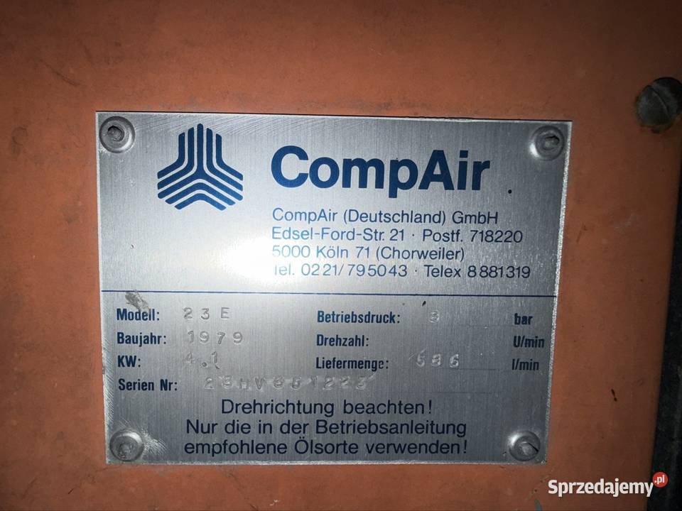 Kompresor śrubowy CompAir podkarpackie Kłodawa