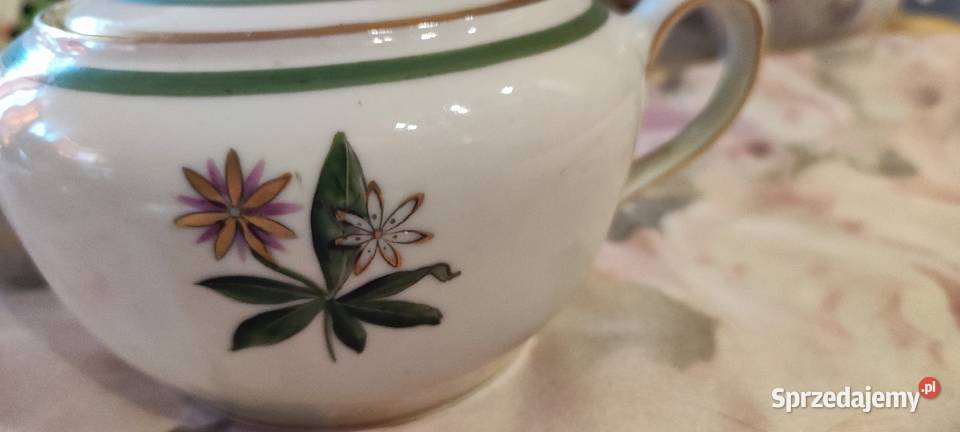Cukiernica ecru zieleń porcelana malarnia WJS Wrocław sprzedam
