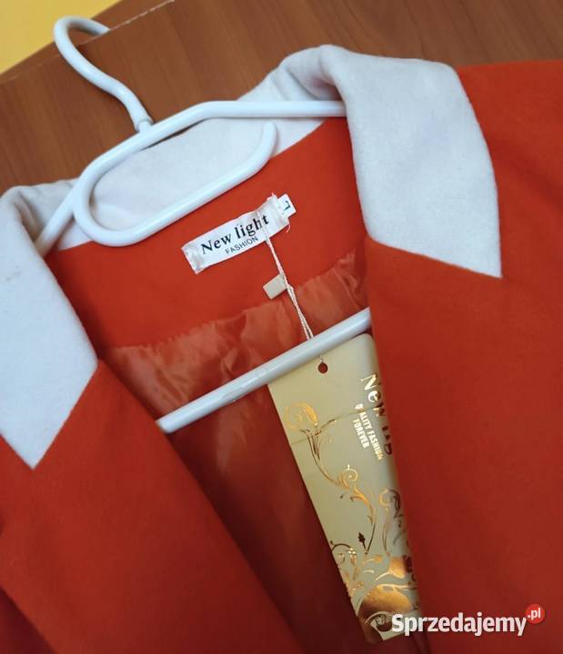 Płaszcz pomarańczowy na jeden guzik wiosenny pomarańczowy śląskie Cieszyn