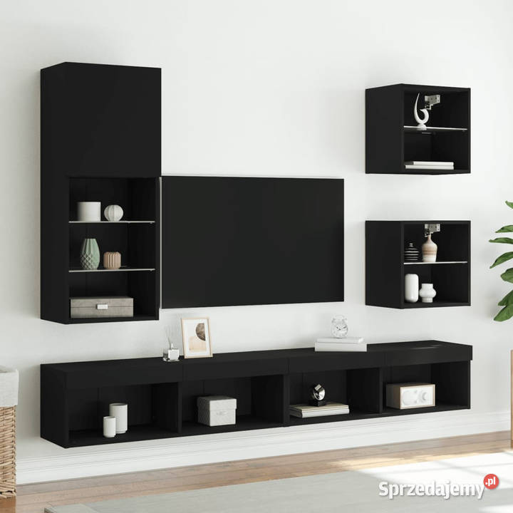 Szafka TV z LED czarna 405x30x102 WM837058 Warszawa