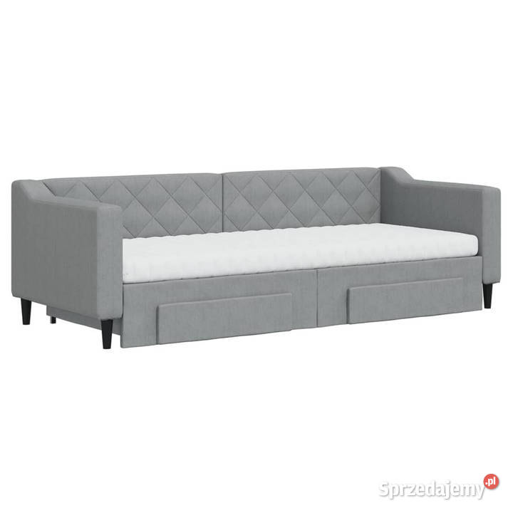 Sofa rozsuwana z szufladami jasnoszara tkanina