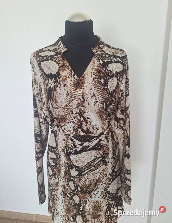 Śliczna wężowa sukienka jesienna zwiewna długi Kraków